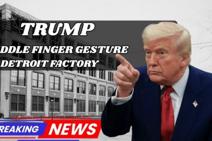Trump Middle Finger Gesture At Detroit Factory
